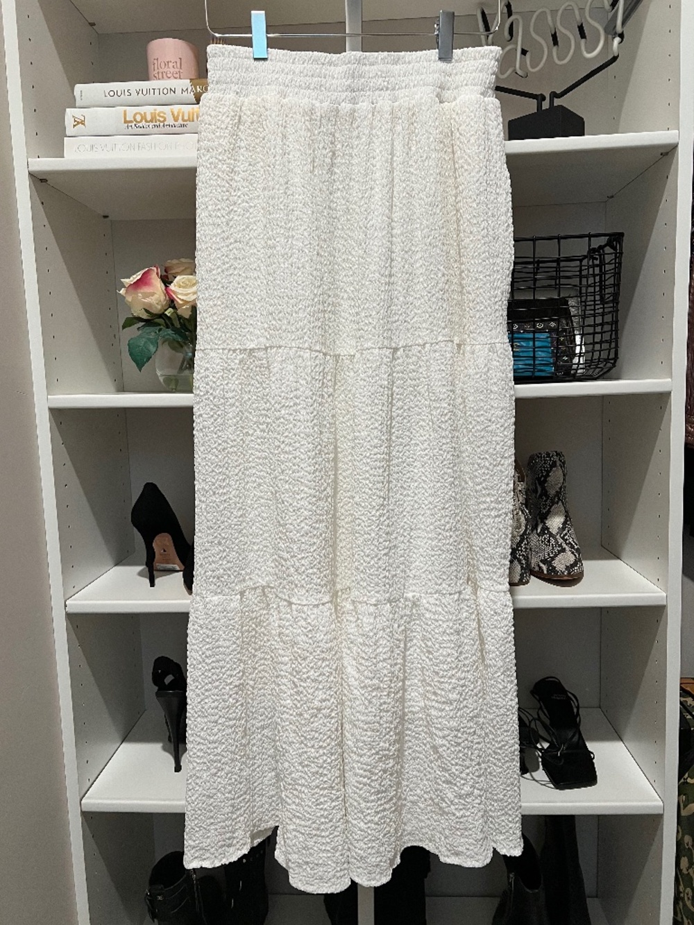 Endless Rose - Tiered Maxi Skirt - White - Size S